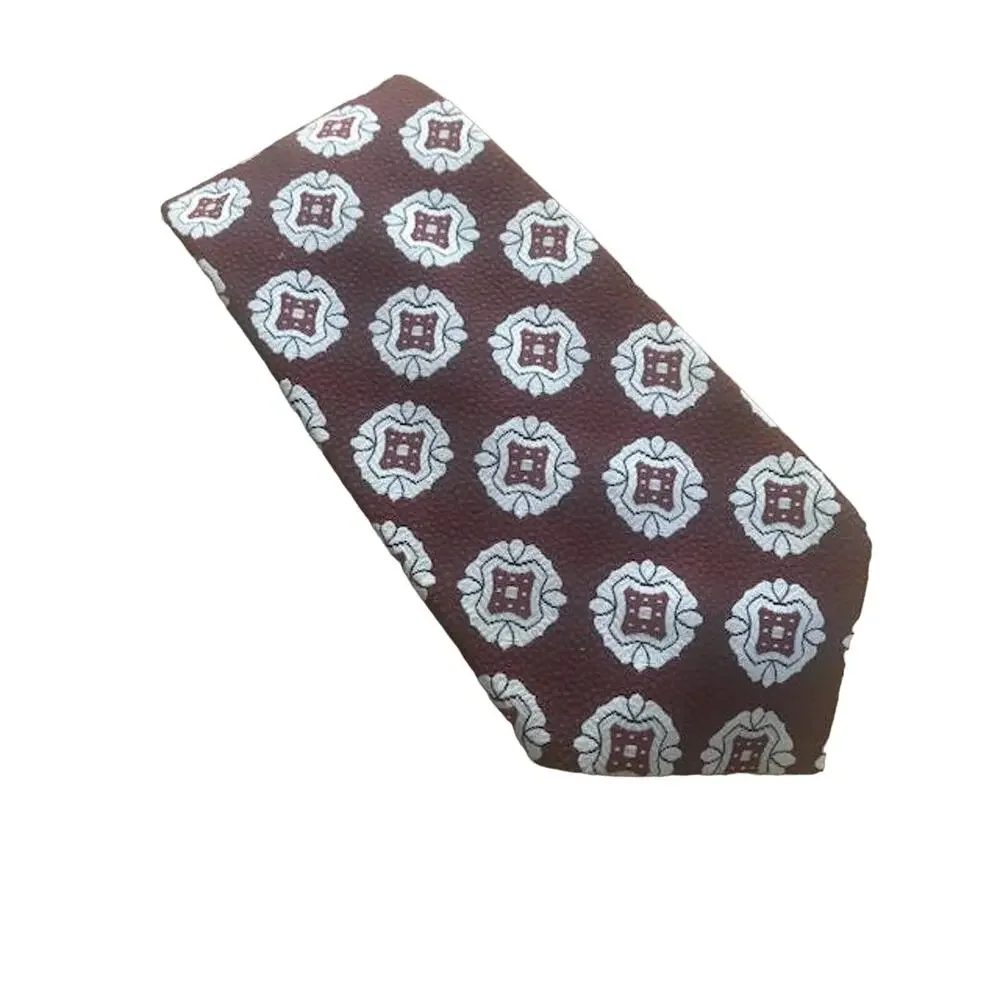 Vintage Maroon and White Printed Wide Tie, Towncraft Par Excellence, Penneys Tie